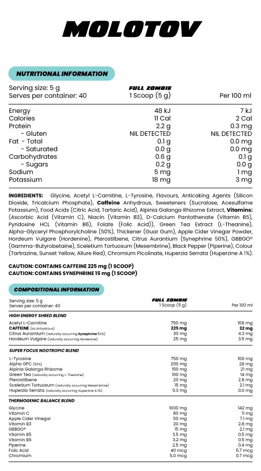 Zombie Labs Molotov Thermogenic Sporty's Health